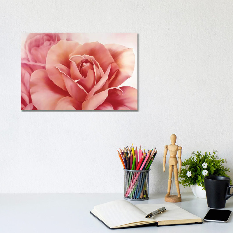 Pink Rose II by Yvonne Poelstra-Holzhaus - Wrapped Canvas Panoramic Painting, 20.32 cm H x 30.48 cm W