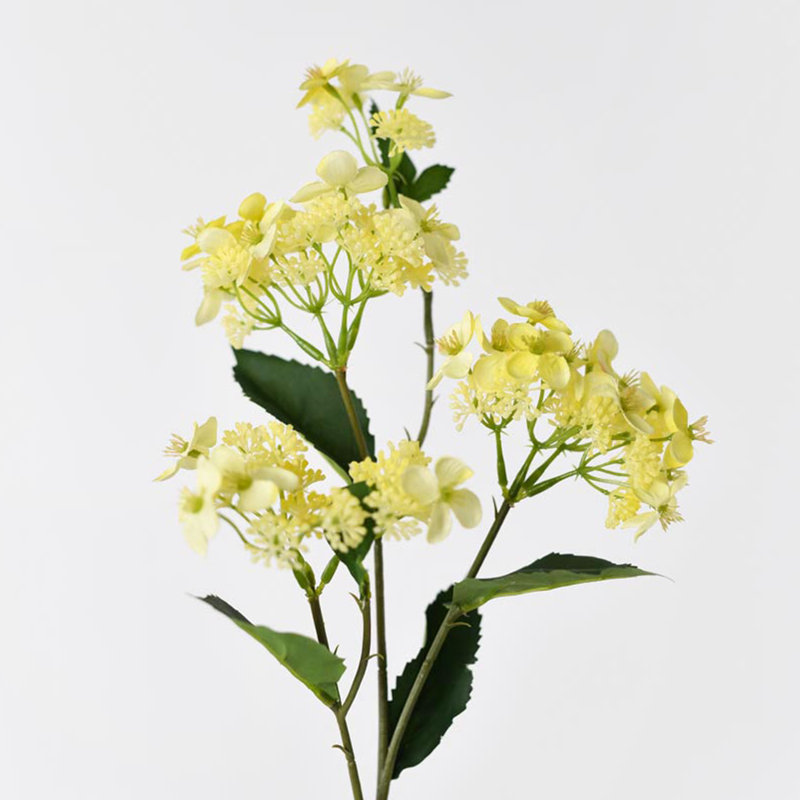 Hortensias artificiels en soie jaune Audet (paquet de 1 branche)