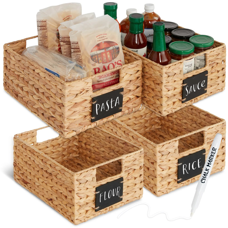 Bayou Breeze Wicker Decorative Basket, 4, 5" H x 12" W x 9" D, Natural