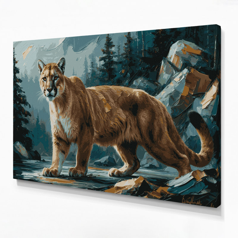 «Big Cats Canadian Cougar», art mural sur toile grise, H 12 po x l 18 po