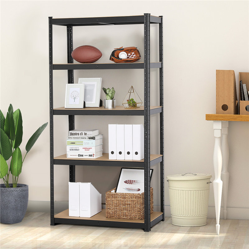 90cm W Steel Shelving Unit, Black/Natural