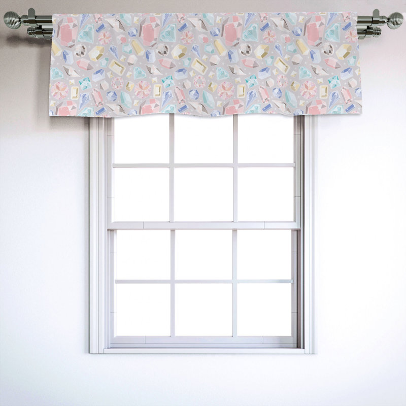 Sateen Geometric Ruffled Window Valance
