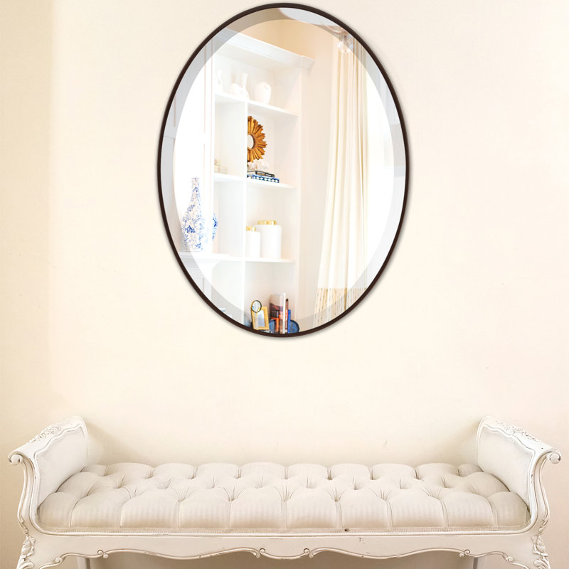 Bugarin Oval Mirror, 16.62" H x 20.62" W, Black Walnut