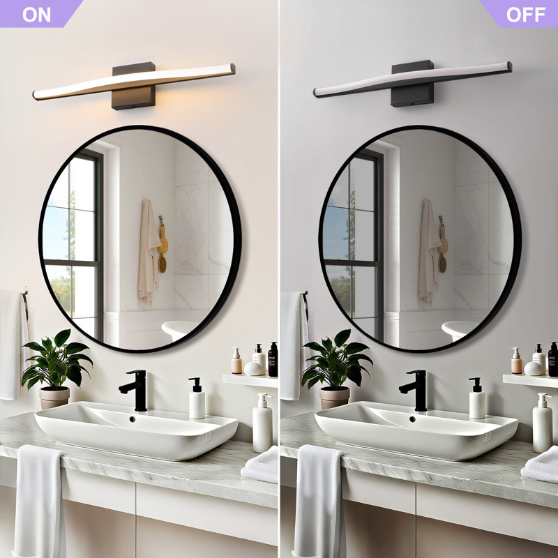 23.62" Black Modern LED Wall Sconce - Dimmable 5-Color Adjustable Light Fixture With Acrylic Shade, Hardwired, For Bedroom, Hallway, Entryway Lighting