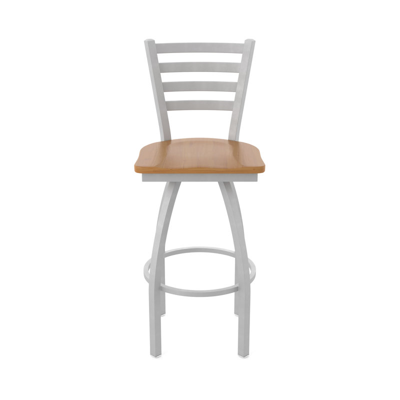 Tabouret pivotant Jackie, Nickel anodisé, Bois - Érable moyen, Tabouret de comptoir (siège d'une hauteur de 25 p