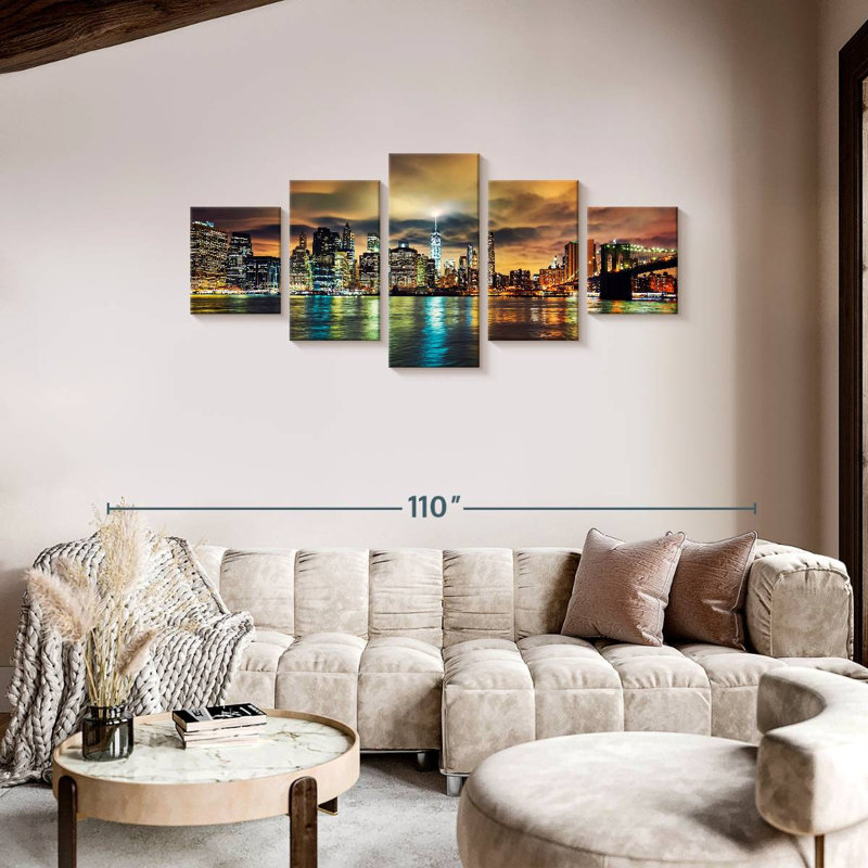Manhattan Nightfall, 36" H x 80" W
