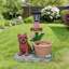 Statue d'extérieur de jardinière solaire chiot assis