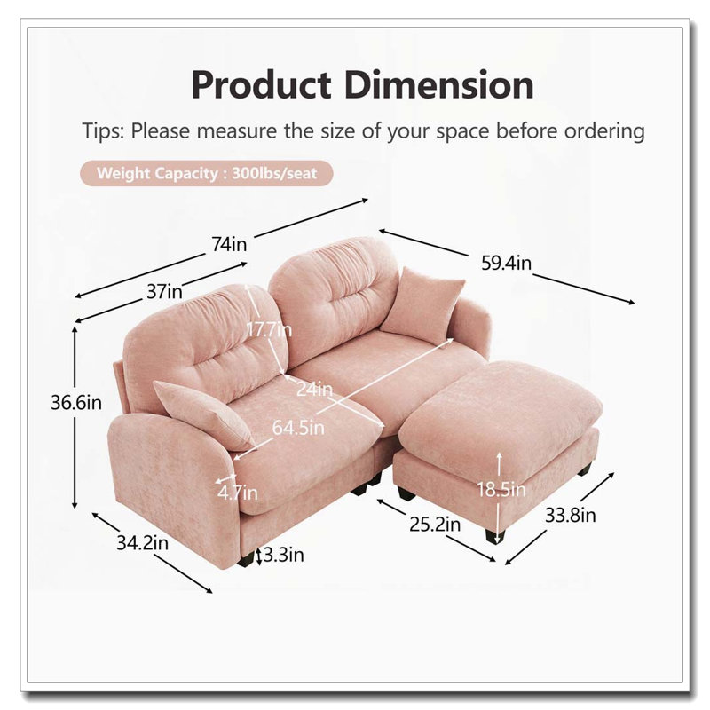 Canapé modulaire Cloud avec accoudoirs en tissu chenille, conception plissée matelassée, conception ergonomique, mousse haute densité, accoudoirs élégants, base en bois de haute qualité