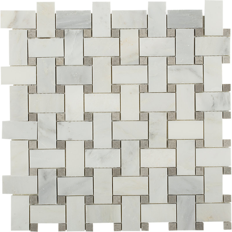 Asian Statuary 1" x 2" Marble Basketweave Mosaic Wall & Floor Tile