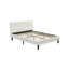 Ensemble de chambre à coucher 3 pièces pour grand lit - Base de lit capitonnée à boutons avec tête de lit tapissier en tissu de velours blanc lin et table de chevet au fini gris urbain-1233052786