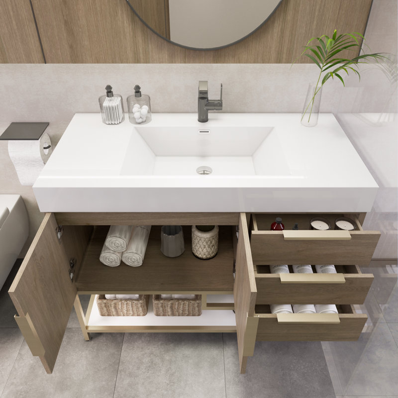 Meuble-lavabo simple 42 po Markwan, Chêne clair