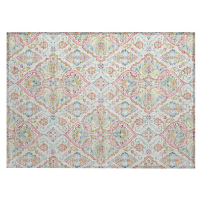 Machine Washable Indoor/Outdoor Husby ACN2207 Bohemian Rug