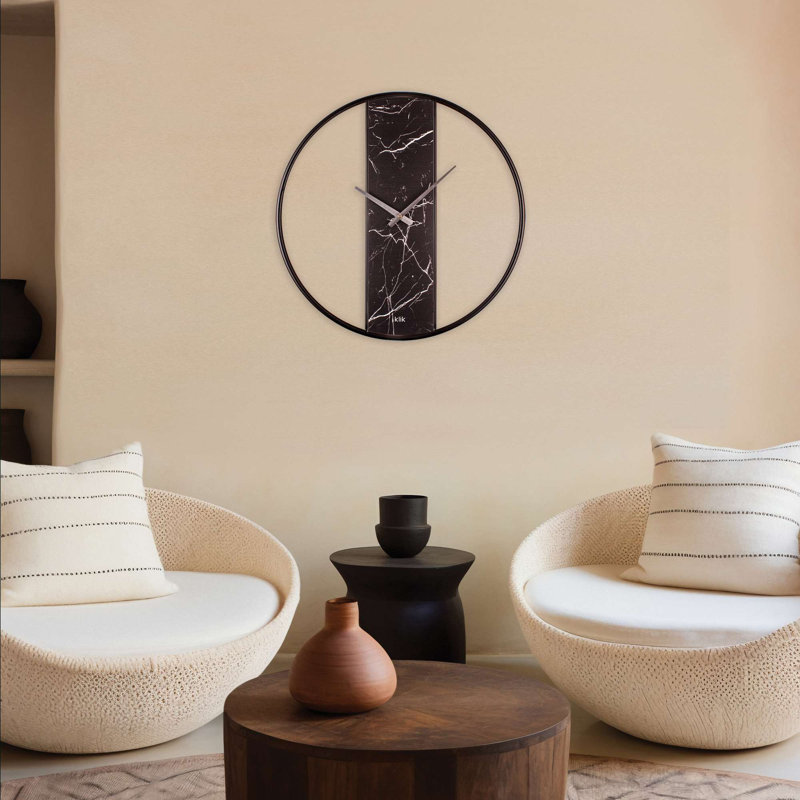 Elegant Decorative Metal Wall Clock, 24.4 x 24.4 Inches | Silent Sweep Movement, 95% Steel / 5% MDF | Black, Perfect for Home & Office Decor | Modern Style with Timeless Appeal