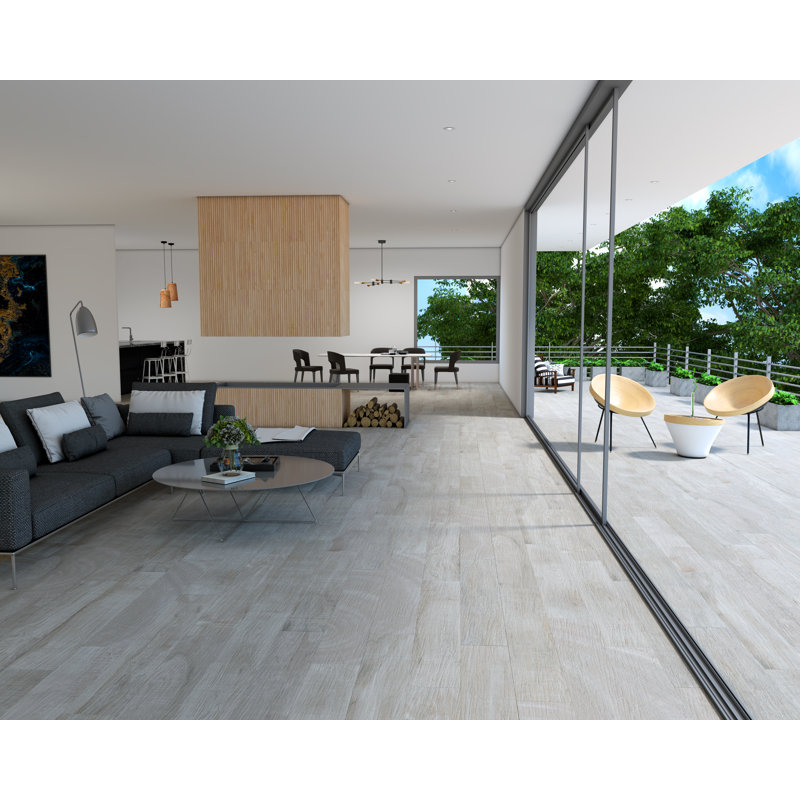 8" x 48" Porcelain Wall & Floor Tile, Gray