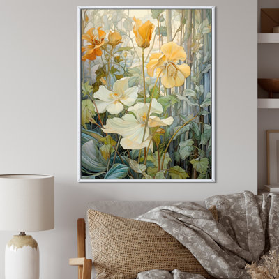 «Blossoming White Wildflowers», illustration rétro sur toile