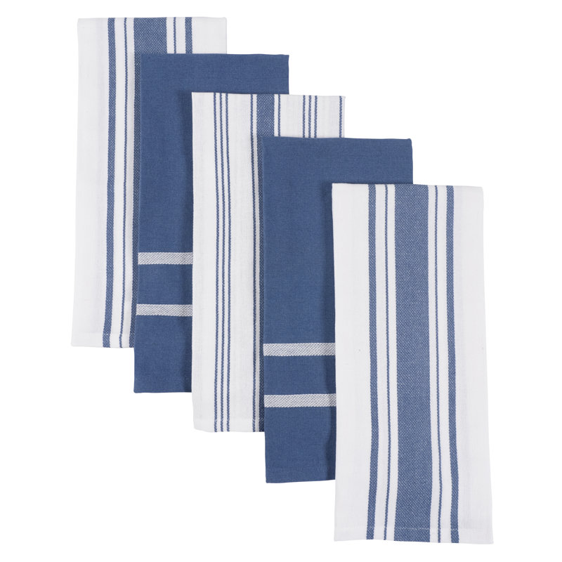 18" W Recycled Cotton Kitchen Towels, Blue Grey