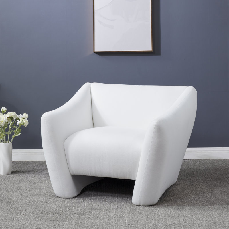 Vedra Upholstered Armchair, White 100% Linen