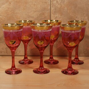 Stunning Ruby Red Wine Glasses Set of 4 