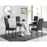Ensemble de table de salle à manger Edzard en chrome et blanc ultrabrillant avec 4 chaises de salle à manger en similicuir de luxe