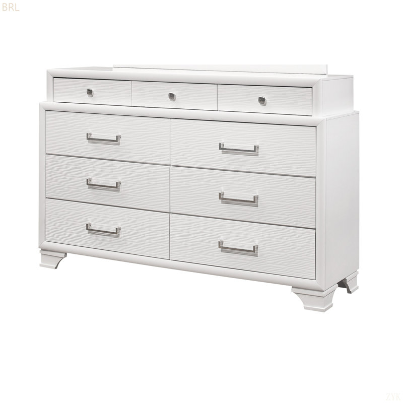 Unité avec finition texturée et quincaillerie métallique, Blanc