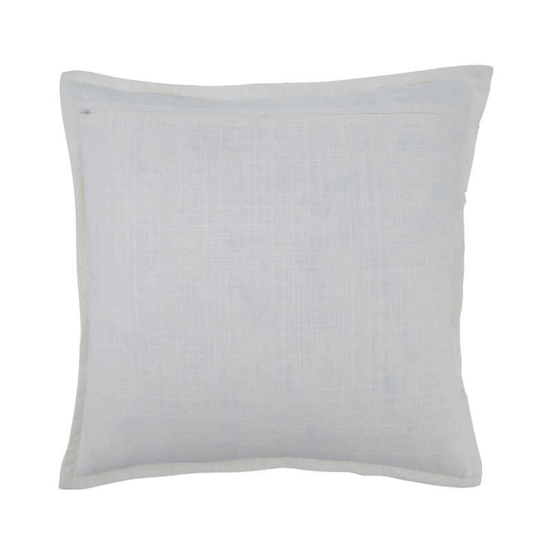 White Floral Design Square Throw Pillow with Poly Filling