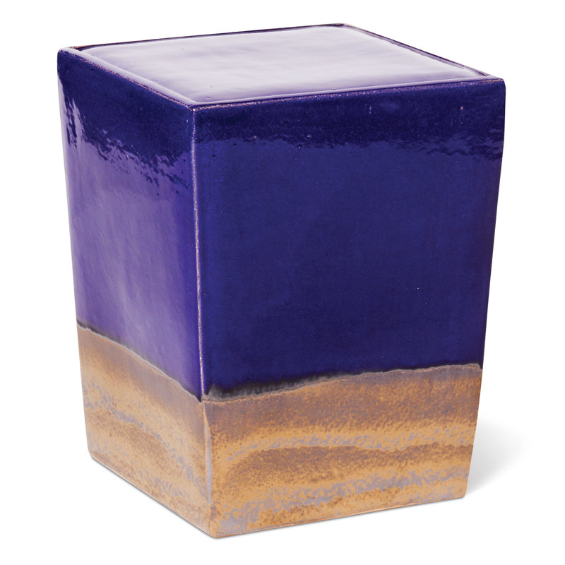 Ceramic Accent Stool, Metallic / Navy Blue