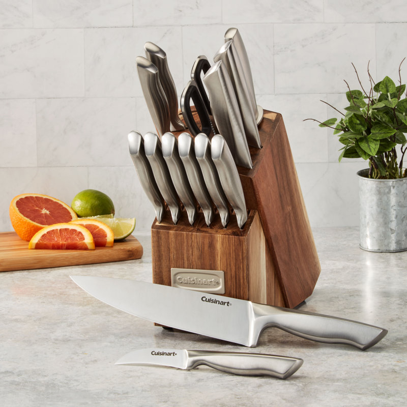 Cuisinart 15pc Elite Series Stainless Steel Block Set with Acacia Block