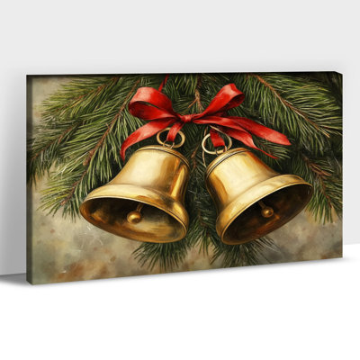 Abiel Decor - Vintage Golden Bells Holiday, affiche de Noël Cozy