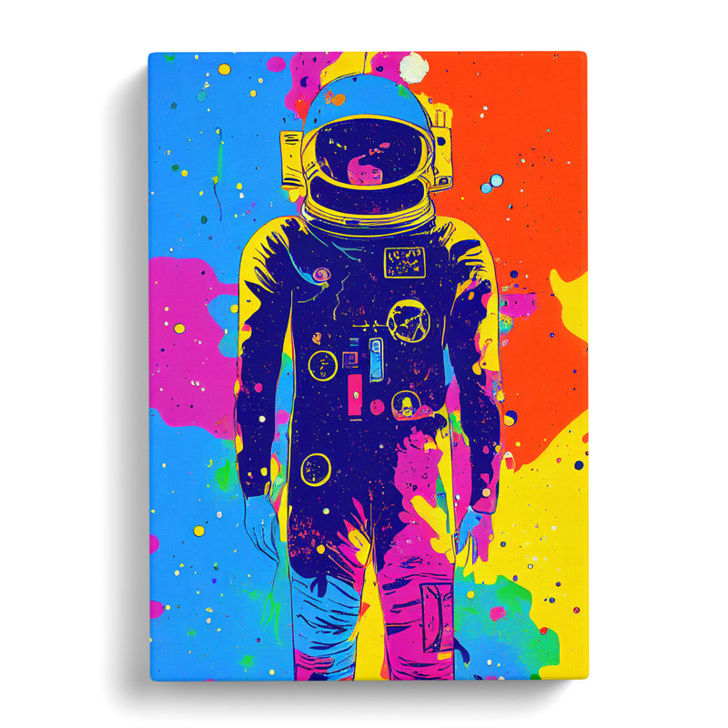 Colourful Astronaut - Print, Wrapped Canvas, 50cm H x 35cm W x 3cm D, No Matte