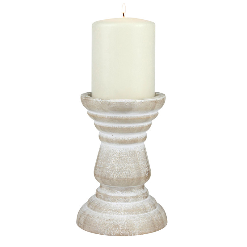 Small Cone Wood Tabletop Candlestick, 5.91" H x 4.17" W x 4.17" D