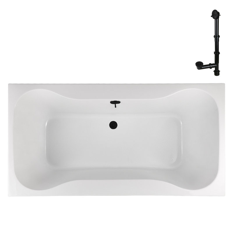 60'' x 32'' Drop-In Soaking Acrylic Bathtub, Matte Black