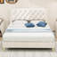 Beige, lit double, tête de lit, support d'écurie, rembourrage, base de lit tapissier beige simple et élégante, bois de peuplier, revêtement en velours, convient à la chambre d'amis-130874220