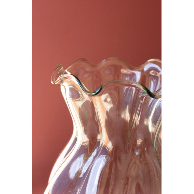  Ensemble de 2 vases en verre avec bord volant 16,92 "H Melon