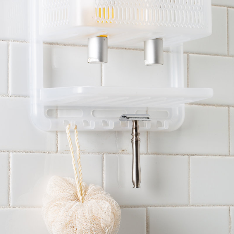 Frosted White Plastic Suction Mount Shower Caddy