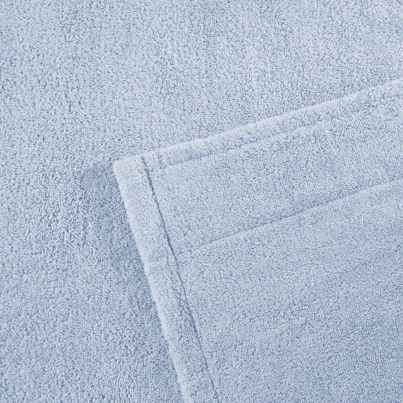  Peignoir mi-mollet en coton avec poches, P / M, Bleu