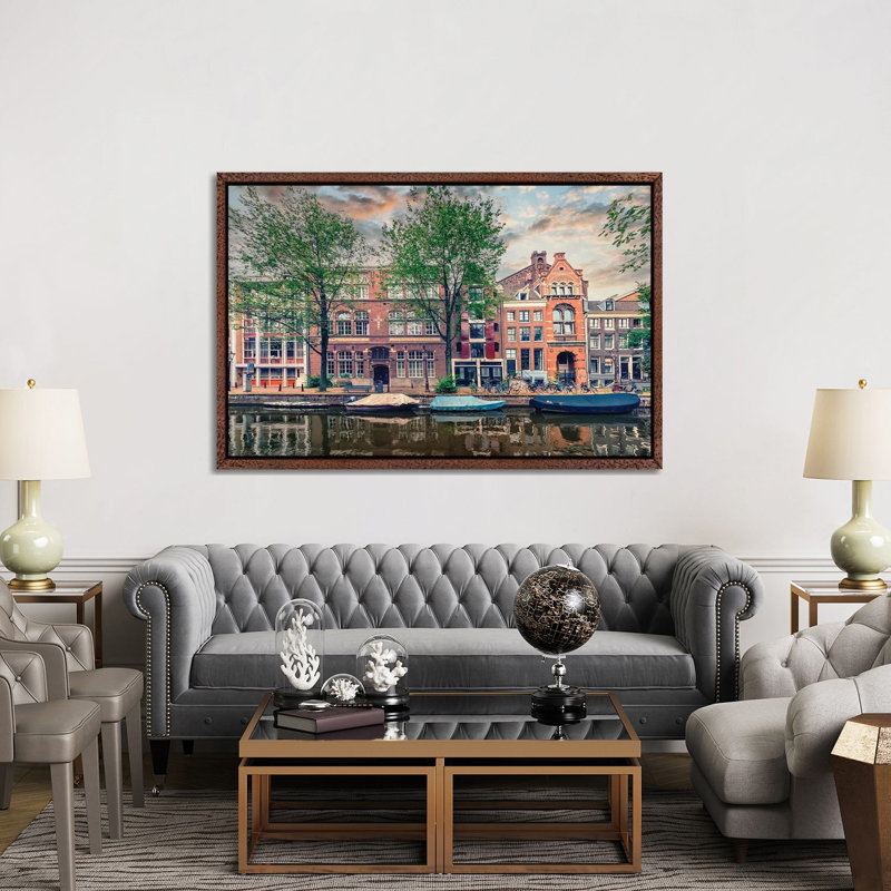 Amsterdam In The Evening 1 Piece Wall Art on Canvas, 152.5 cm H x 101.5 cm W, Classic Wood Floater Framed