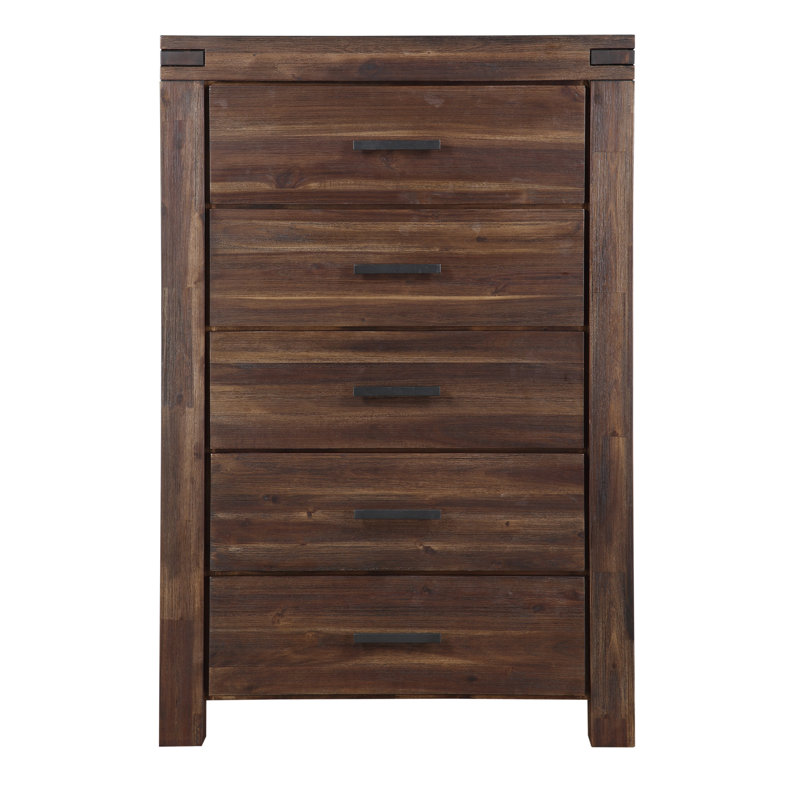 Commode à 5 tiroirs Jhoti, Brun