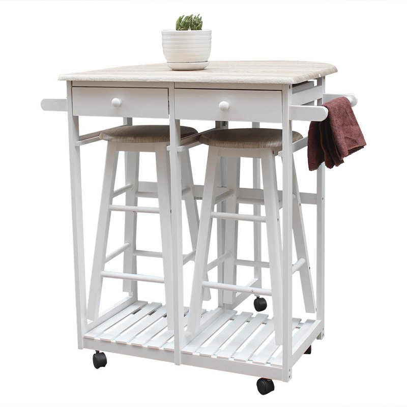 Chariot de cuisine pour îlot roulant Emilis, Blanc