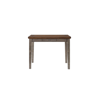 Table de salle à manger 4 tiroirs à hauteur de comptoir, décoration rustique grise bicolore avec tiroirs, style finition