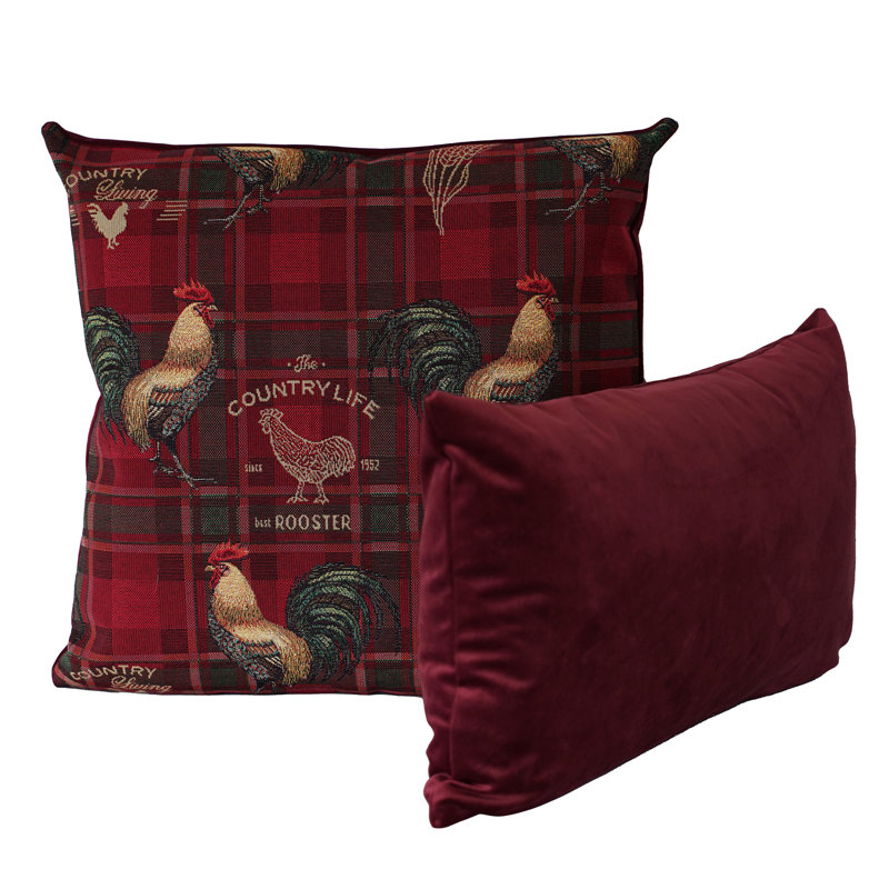Cushion Covers Gobelin CockSquare Red Wine Color, 56x56cm