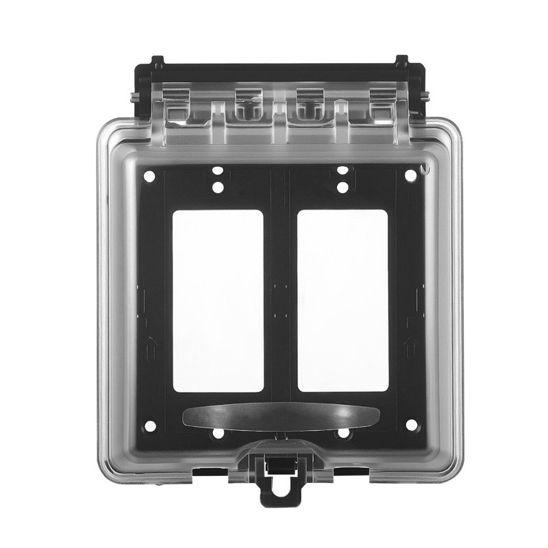 Couvercle de prise extérieure, couvercle de prise électrique résistant aux intempéries à 2 bandes avec conception verrouillable, matériau PC haute résistance, prise de courant extérieure 12-en-1, horizontale / verticale pour une installation facile