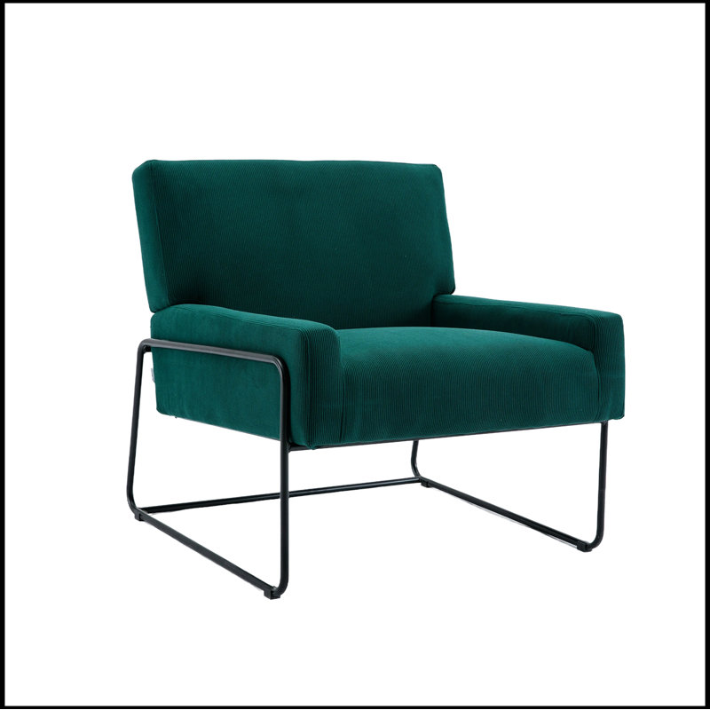 Lopardo Waiting Room Chair with Metal Frame, 100% Polyester Emerald