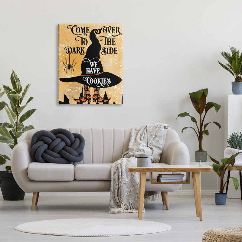 «Dark Side Has Cookies Festive Halloween», art textuel sur bois, H 40 po x l 30 po x P 1,5 po, Toile tendue