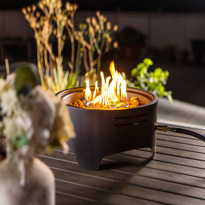 15" Propane Tabletop Gas Fire Pit, 40000 BTU Round Steel Fire Pit For Outdoor Living Room