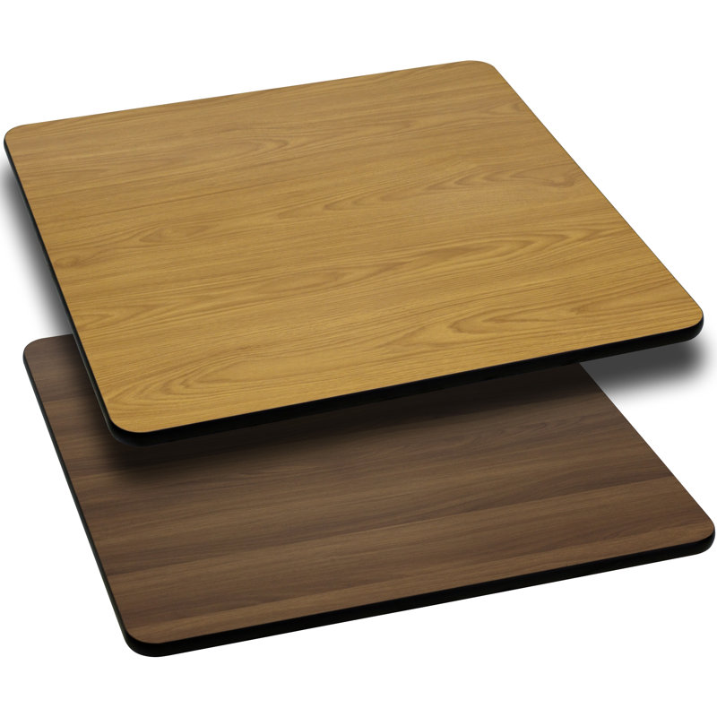 Plateau de table carré avec stratifié réversible Glenbrook, Ensemble de 10, Naturel ou noyer, Carré 30 po
