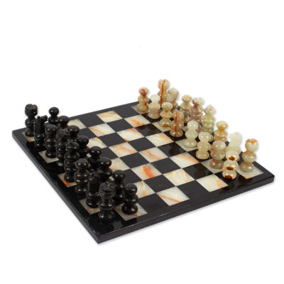 Novica Verdant Challenge Onyx And Marble Chess Set