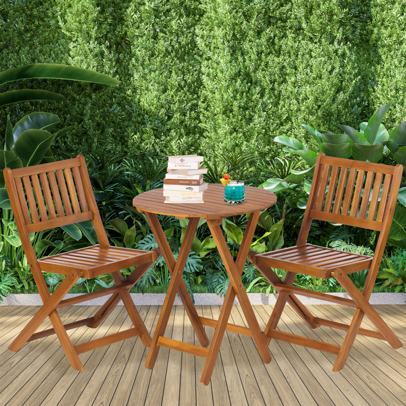 Ensemble bistro 3 pièces en bois d'acacia
