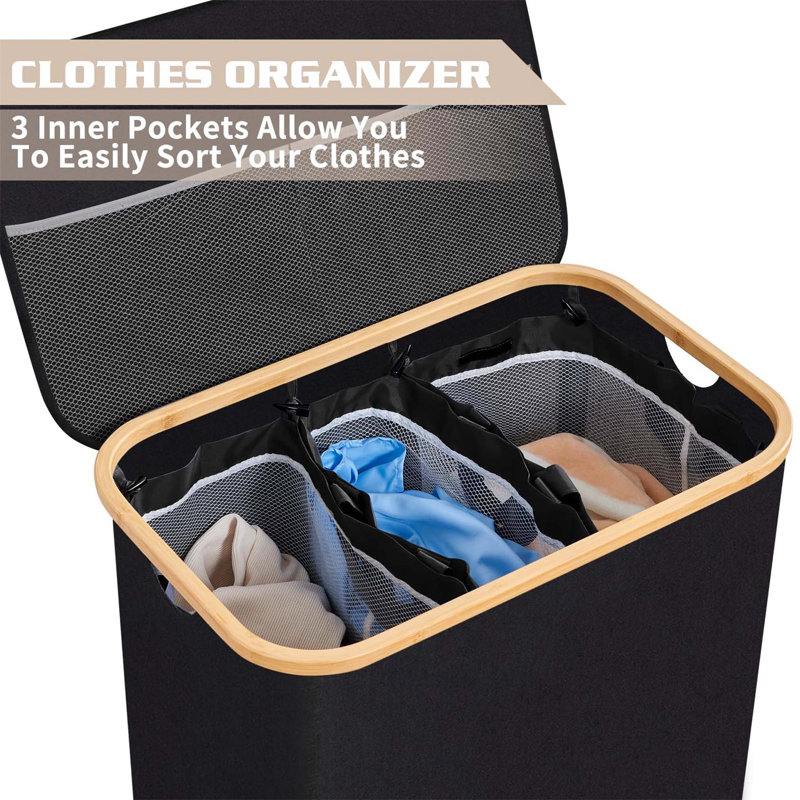 Bhargava Laundry Hamper with Handles, Black