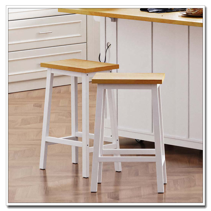 Solid Wood Bar Stools, White
