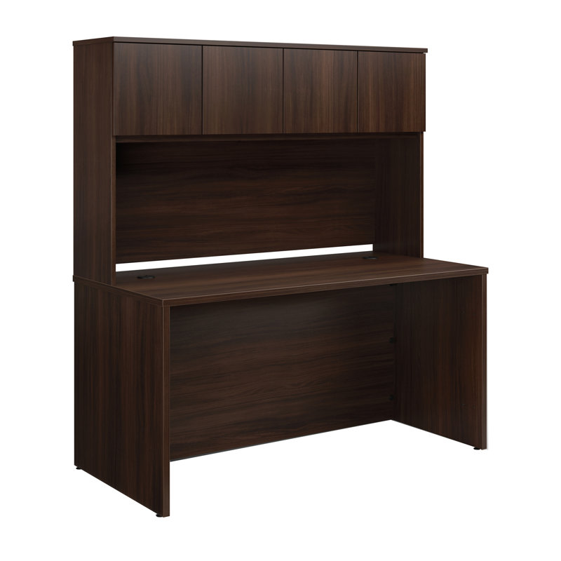 Bureau 60 po x 30 po avec rehausse, finition brune